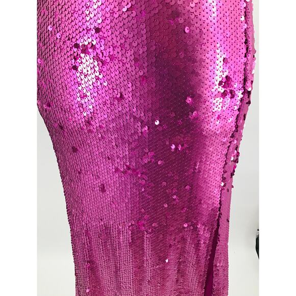 LULU'S  XS Pink Prom Perfect Cutout One-Shoulder Sequin Gown NEW B52 *flaw - Picture 6 of 15